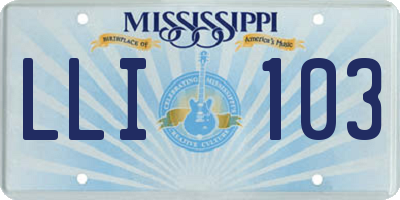 MS license plate LLI103