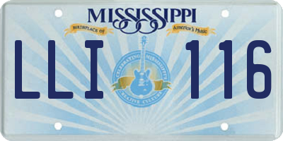 MS license plate LLI116