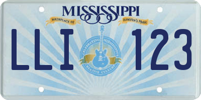 MS license plate LLI123
