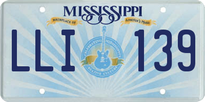 MS license plate LLI139