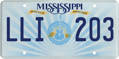MS license plate LLI203