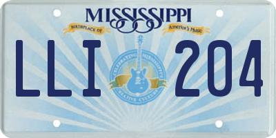 MS license plate LLI204