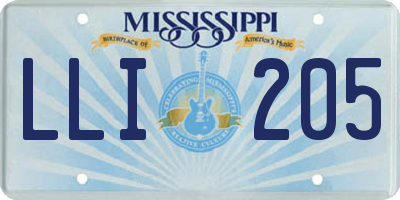 MS license plate LLI205