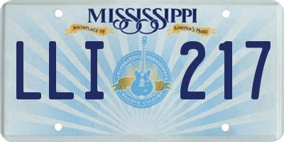 MS license plate LLI217