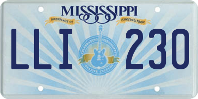 MS license plate LLI230