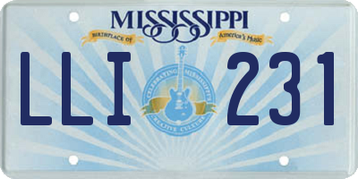 MS license plate LLI231