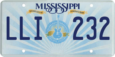 MS license plate LLI232