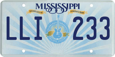 MS license plate LLI233