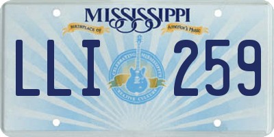 MS license plate LLI259