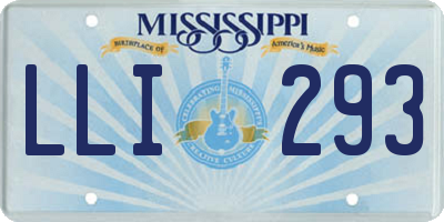 MS license plate LLI293