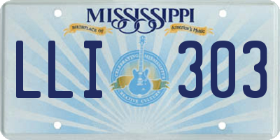 MS license plate LLI303