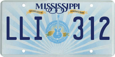 MS license plate LLI312
