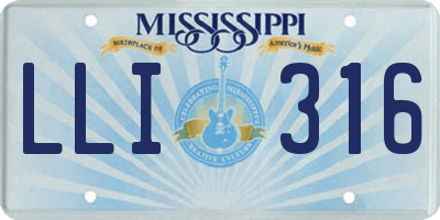 MS license plate LLI316