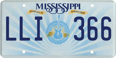 MS license plate LLI366