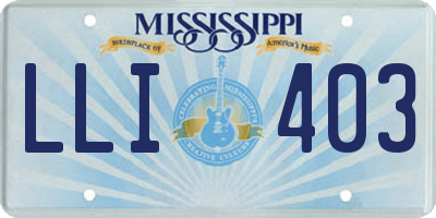 MS license plate LLI403
