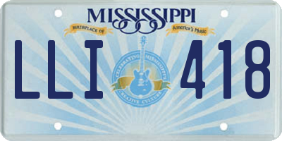 MS license plate LLI418