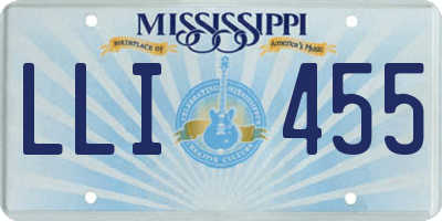 MS license plate LLI455