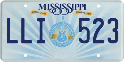 MS license plate LLI523