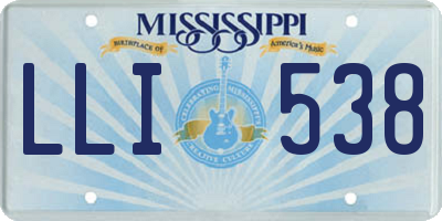 MS license plate LLI538