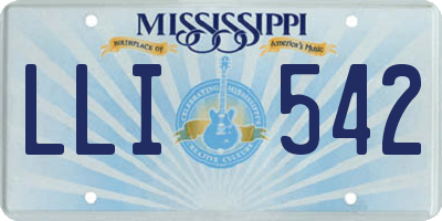 MS license plate LLI542