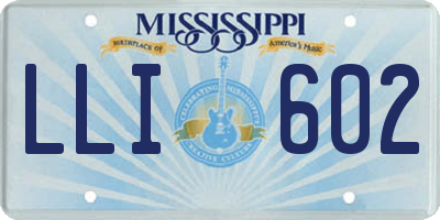 MS license plate LLI602