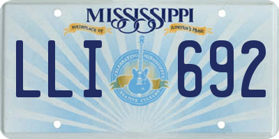 MS license plate LLI692