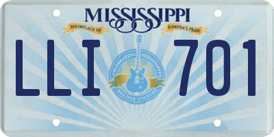 MS license plate LLI701
