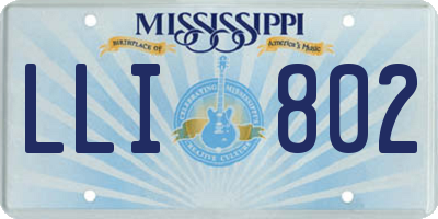 MS license plate LLI802
