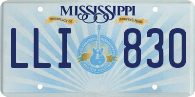 MS license plate LLI830