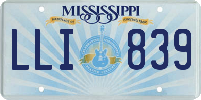 MS license plate LLI839