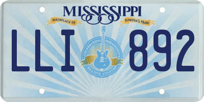 MS license plate LLI892