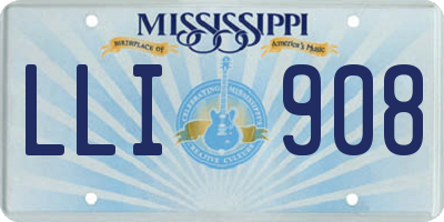 MS license plate LLI908