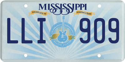 MS license plate LLI909