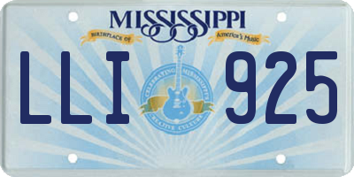MS license plate LLI925