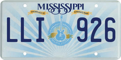 MS license plate LLI926