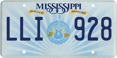 MS license plate LLI928