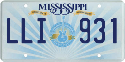 MS license plate LLI931
