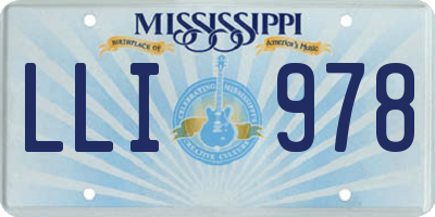 MS license plate LLI978