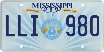 MS license plate LLI980