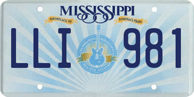 MS license plate LLI981