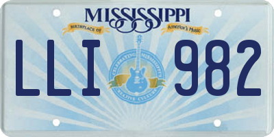 MS license plate LLI982