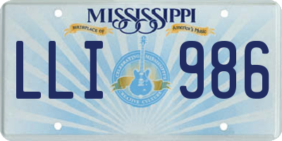 MS license plate LLI986