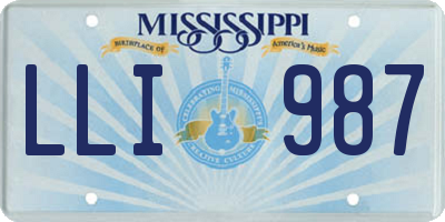 MS license plate LLI987