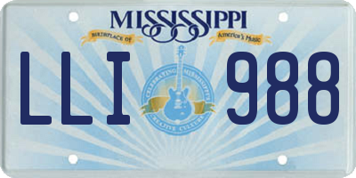MS license plate LLI988