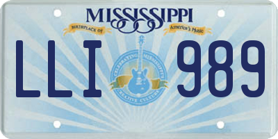 MS license plate LLI989