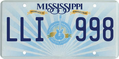 MS license plate LLI998