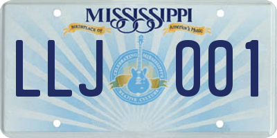 MS license plate LLJ001