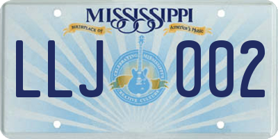 MS license plate LLJ002