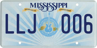 MS license plate LLJ006