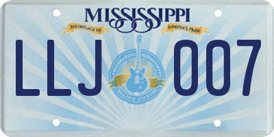 MS license plate LLJ007